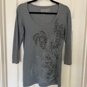 Erge Designs Gray lightweight scoop neck thermal 3/4 sleeve womens top